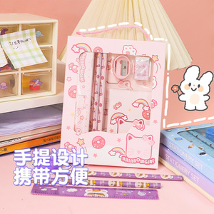 Ensemble de papeterie enfant 6 pièces sur le thème des rêves spatiaux, avec trousse, règle, gomme, taille-crayon, idéal pour la rentrée scolaire ou comme cadeau - Product Image 3