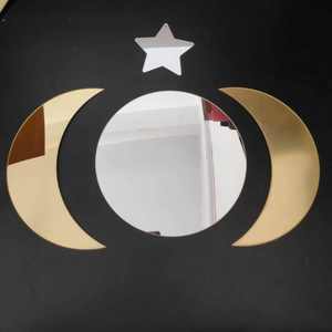Custom Cut 3mm Rose Gold Crescent <b>Moon</b> Acrylic <b>Mirror</b> Sheets Adhesive Sticker Interior Decoration Customizable Size MH Brand - Product Image 1