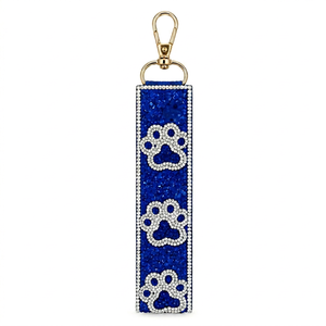 Porte-clés à bracelet bleu perlé avec motif de patte, unisexe, fermeture à crochet portable, style simple, taille mini - Product Image 1