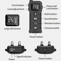 Collier de dressage pour chien rechargeable, étanche IP65, anti-poussière, en TPU réfléchissant, réglable, avec télécommande électrique, vibration statique