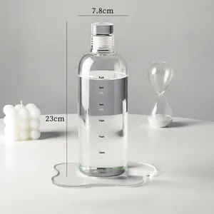 GDGLASS logo personalizzato bicchieri riutilizzabili bocca larga bottiglie di acqua potabile in vetro all'ingrosso per succo con coperchi in vetro