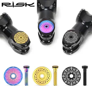 RISK aleación de titanio bicicleta StemTop tapa auriculares cubierta perno carretera MTB bicicleta 28,6mm 1 1/8 "tubo de cabeza de <span class=keywords><strong>horquilla</strong></span> delantera superligero Ti tornillo - Product Image 2