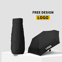 Parapluie miniature personnalisé avec logo, parapluie de poche pliable en 5 sections, léger, protection UV, parapluie pliable pour la pluie et le soleil, pour une utilisation promotionnelle