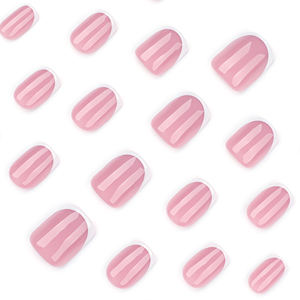 3940 <span class=keywords><strong>Uñas</strong></span> Postizas Clásicas Minimalistas Francesas con Bordes Blancos, Diseño Cuadrado Corto, <span class=keywords><strong>Uñas</strong></span> Artificiales a Presión, Personalizables - Product Image 4