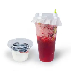 Toptan 180ml 5oz-32oz 12 ons 7oz tek kullanımlık kahve buzlu sert buzlu temizle plastik içecek kapları su kapaklı bardak payet