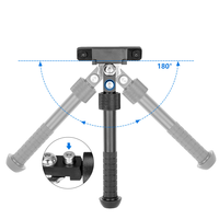 Alliage d'aluminium Rotation à 360 degrés Rétractable Split Tactical Bipods Adjustable Hunting Bipods