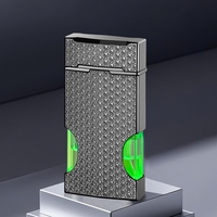 Briquet à gaz métallique pour homme, réservoir de gaz visible, flamme résistante au vent