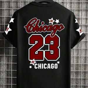 Personnalisé de haute qualité hommes col montant grande taille T-Shirt 100% polyester décontracté mode 23 anglais impression goutte épaule T-Shirt pour hommes - Product Image 3