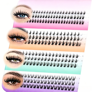 Extensions de cils DIY, grappes de cils inférieurs, <span class=keywords><strong>4</strong></span> styles, 225 pièces, bande fine naturelle de 5-7 mm - Product Image 1