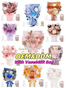 Bouquet di Fiori Eterni Conservati in Glicerina, Fiori Secchi in Scatola Quadrata, Lunga Durata, per Festa della Mamma, Capodanno - Product Image 4