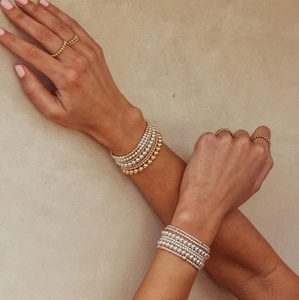 Wholesale Non Tarnish Stainless Steel <b>Beaded</b> <b>Bracelet</b> Stack Silver Bead <b>Bracelet</b> Set Handmade Vintage Stretch <b>Bracelet</b> for Women - Product Image 3