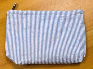Custom Embroidered Cosmetic Bag Striped <b>Makeup</b> Pouch Name Initial toiletry <b>Case</b> Travel Organizer - Product Image 6