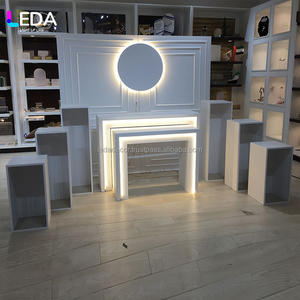 ฉากหลังงานแต่งงานแบบโค้งอะคริลิคสีขาวดีไซน์ใหม่ของ LEDA พร้อมแถบไฟสำหรับตกแต่งเวทีงานอีเว้นท์ - Product Image 2