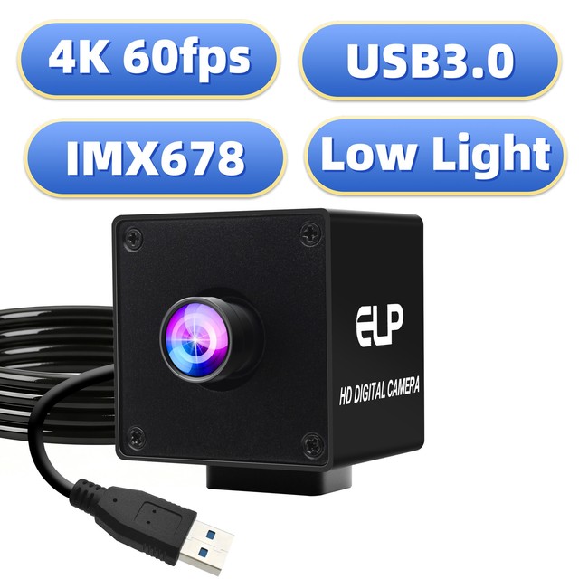 ELP 3840*2160 4K 60fps USB 3.0 UVC Camera IMX678 Low Light High Speed Industrial Camera for Robot,Machine Vision