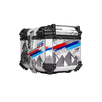 Boîte arrière universelle robuste en acier inoxydable noir pour moto, 45 litres, avec serrure