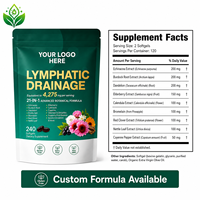 Complément alimentaire botanique 21-en-1 pour le soutien lymphatique, 4275 mg équivalents par portion, 240 gélules molles, sans gluten, sans produits laitiers, non OGM