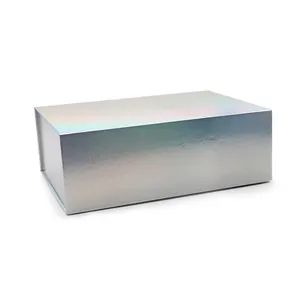 Customized LOGO silver magnet box clothes souvenir gift box paper folding box
