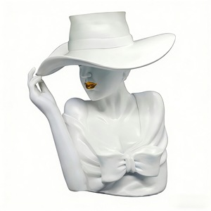 <b>Resin</b> Goddess Vase With Hat <b>Figure</b> Contemporary Desk Flower Arrangement Home Office Decoration Gift - Product Image 5