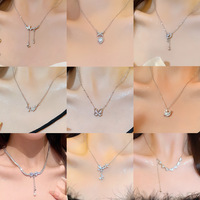 DAIHE Exquis Collier Pendentif Cœur Planète en Diamant Rose, Collier Chaîne Clavicule en Acier Titane pour Femmes et Filles