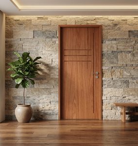 Porte en bois Meranti à âme pleine, design élégant, finition lisse, intérieur/extérieur, taille personnalisée, fabricant, export - Product Image 1