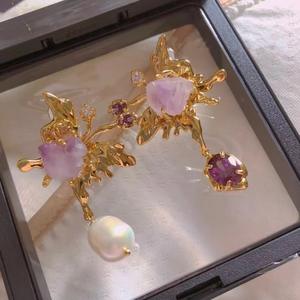 Women's Zircon Crystal <b>Butterfly</b> Asymmetric Freshwater Pearl Tassel Earrings <b>Light</b> Luxury High Grade Earrings - Product Image 5