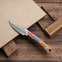 VENTE FLASH Couteau à lame fixe en acier Damas fait main, manche en bois, couteau de camping, de chasse, de survie en plein air, OEM