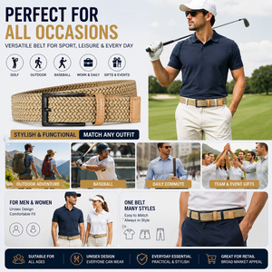 Cintura da Golf Intrecciata Personalizzata ad Alta Elasticità <span class=keywords><strong>per</strong></span> Uomo e Donna, Cintura Elastica Multicolore <span class=keywords><strong>per</strong></span> Jeans, Produzione all'Ingrosso OEM ODM - Product Image 4