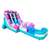 Tobogán Acuático Inflable Híbrido de PVC de Doble Carril FAN BOUNCE Sapphire Summit de 18 pies