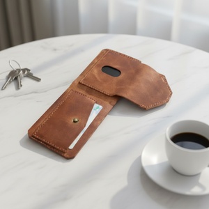 Porte-cartes de crédit vintage unisexe en cuir véritable Crazy Horse, anti-vol RFID, motif personnalisé, court et portable - Product Image 2