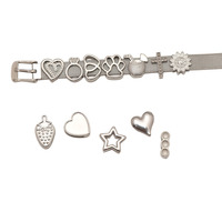 Accessoires de bijouterie semi-finis en acier inoxydable par poudre métallurgique, avec trous larges, motifs : bracelet de montre, perles, fruits, cœur, étoile, chien, melon