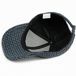Casquette de baseball en tweed à carreaux pied-de-poule avec logo personnalisé, en mélange de <span class=keywords><strong>laine</strong></span>, style décontracté pour homme - Product Image 5