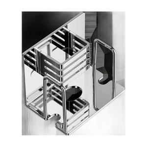 Support mural rectangulaire pour brosses à dents sans perçage, en acier inoxydable 304, avec ventouse, étagère de rangement pour salle de bain - Product Image 1