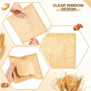 Individual Heat Seal Custom Bakery Cookie Packaging Brown Bread Kraft Paper Bags with Clear Window Sticker - Product Image 4