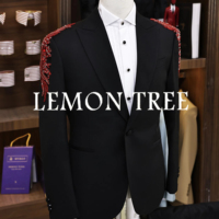 Smoking de luxe pour homme, rouge, orné de perles |   Blazer et pantalon asymétriques noirs brodés |   Haute couture masculine |   Tailles plus grandes pour adultes OEM