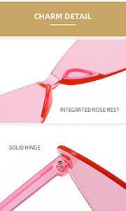 Lunettes de soleil triangulaires œil de chat pour femmes, design papillon avec nœud papillon, sans monture, colorées, pour l'été - Product Image 2