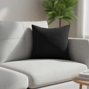 Cuscino in ciniglia nero 50x50 cm, cuscino per seduta e decorazione - Product Image 2