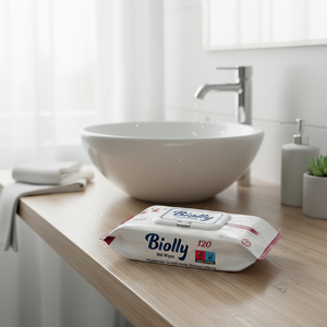 Serviettes humides en coton Biolly pour soins quotidiens - Qualité supérieure, sans peluches, résistance maximale - 120 pièces - Product Image 3