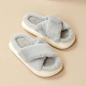 Pantuflas Cómodas y Suaves de Estilo Femenino, Tejidas en Felpa, con Tiras Cruzadas, Ligeras, de Tela de Algodón, para Uso Doméstico - Product Image 4