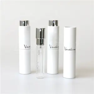 E-best — spray rechargeable en aluminium, mini vaporisateur de voyage, en aluminium, de type rotation, blanc, pour parfum, 8ml