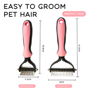 Cepillo de Baño para Perros de Acero Inoxidable y TPR, Doble Cara, para Desenredar Nudos de Pelo, Peine para Eliminar Pelo de Gato y Aseo, Seguro y Portátil - Product Image 3
