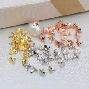 DIY 10 pièces, perles à traverser le trou en argent S925, petites, en forme de papillon, de fleur, de chapeau, de style baroque, pour accessoires de perles DIY, plaquées - Product Image 2