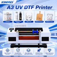 Imprimante d'étiquettes UV en cristal XINMEI A3 avec fonction de plastification pour bouteilles, gobelets, coques de téléphone, autocollants de transfert UV, têtes d'impression DX7/I3200
