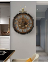 Jam Dinding Dekoratif Quartz Satu Sisi Desain Tradisional Jarum Logam Dekorasi Rumah Senyap Gaya Eropa Ruang Tamu Kamar Tidur