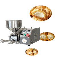 Máquina de relleno de donas de sobremesa, inyector de donas para gelatina, mermelada, crema, mini donas, con crema pastelera y mermelada de fresa