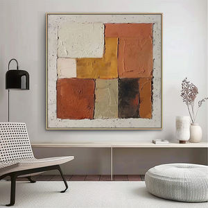 Decorazione della parete della camera da letto dipinto a mano tela rustica arte geometrica strutturata <span class=keywords><strong>dipinti</strong></span> di arte Boho moderna - Product Image 3