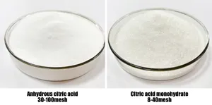 Pó anidro de ácido cítrico monohidratado de alta pureza para aditivos alimentares como adoçante, entrega rápida