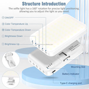 Lampe LED portable à clip pour téléphone, outil essentiel pour le vlogging et l'éclairage photographique des cils, lumière LED portable pour selfie - Product Image 2