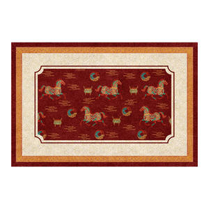 Alfombra de Entrada con Diseño de Caballo Ruiwen Fuma, Rectangular Roja, de Seda con Bucles, Antideslizante, para la Puerta de la Casa - Product Image 1