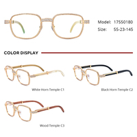 Gafas Borregls de Cuerno de Búfalo para Hombre, Nueva Marca de Lujo, Diseño Cuadrado con 720 Diamantes, Monturas de Gafas para Mujer 17550180