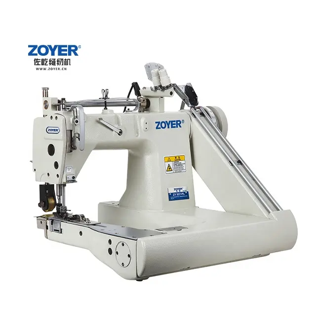 Zy927 zoyer máquina de costura com agulha dupla, alimentação-off-braço da corrente